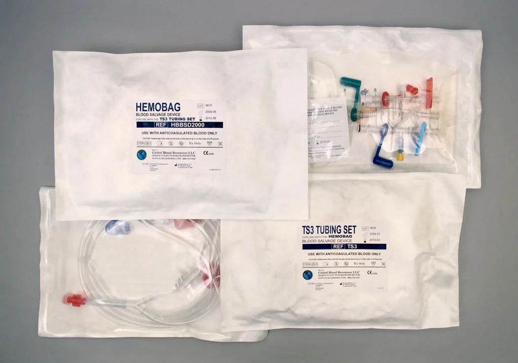 Hemobag and TS3 Tubing Set individual packaging